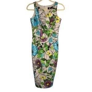 Alexia Admor XS Floral Print Colorful Feminine Career Office Easter Sheath Dress